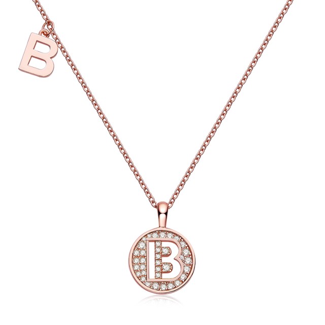 S925 Silver Letter A-Z Rose Gold Necklace,alphabet necklace,S925 Silver necklace